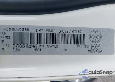 2018 Dodge Journey Cvp/Se из США, поврежденный, VIN 3C4PDCAB0JT219405